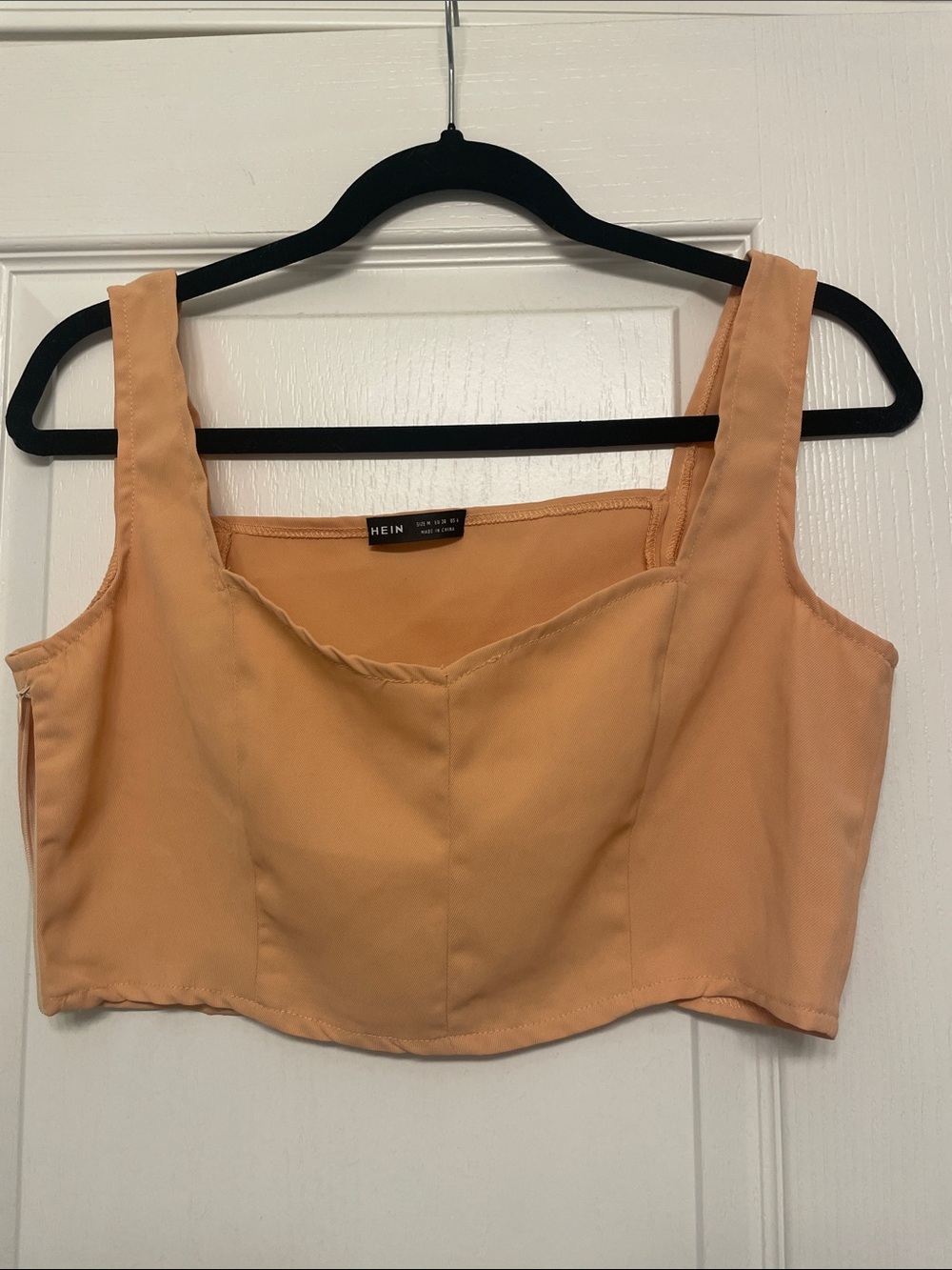 SHEIN Peach Square Neck Cropped Tank with Wide Straps